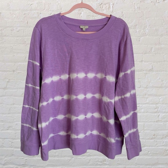 Talbots Sweaters - Talbots Tie-Dye Women's Sweatshirt Plus 2X Purple White Summer Cozy Pastel NEW